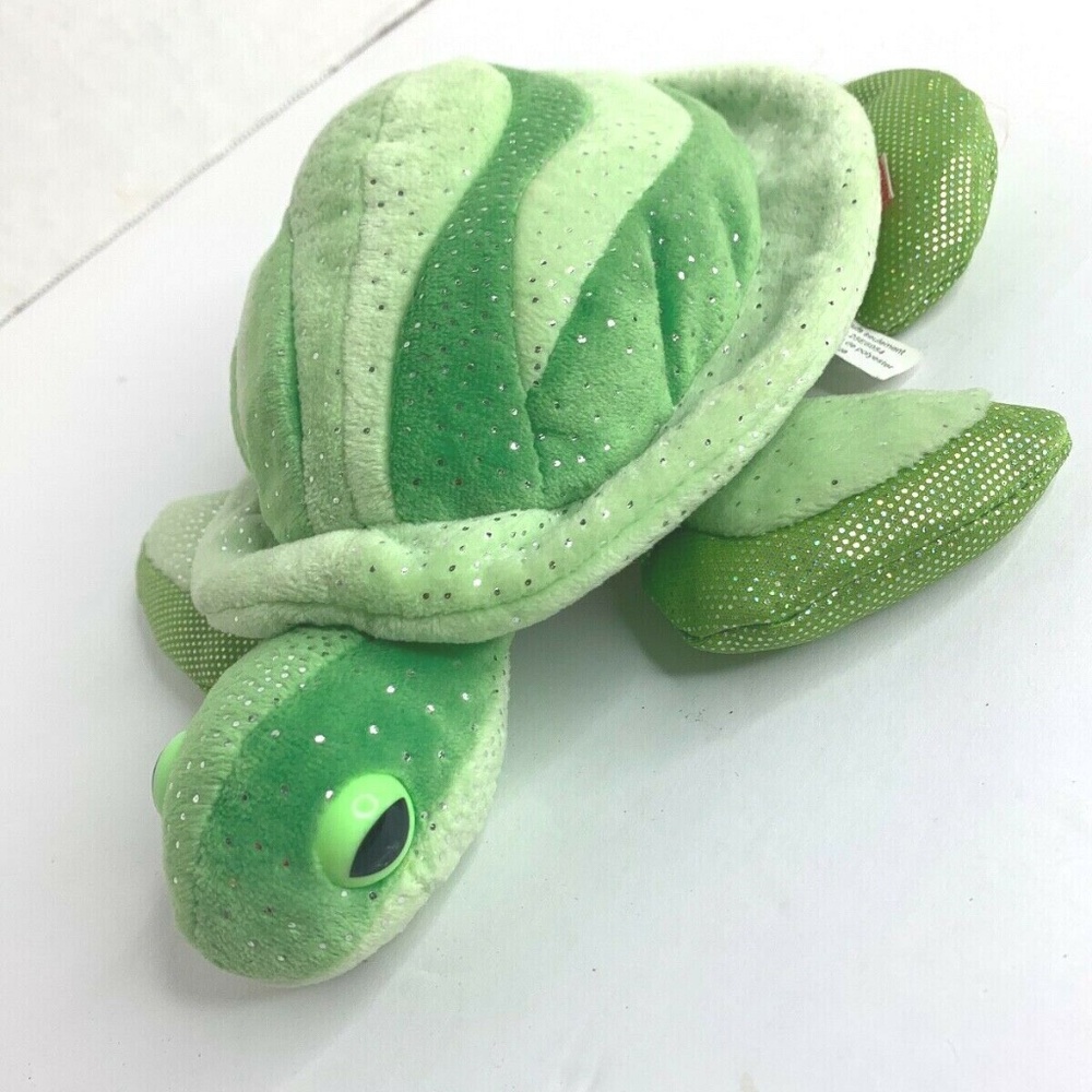 Douglas Cuddle Toy 8.5 in L Sparkle Green Turtle Plush Stuffed Animal Toy